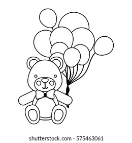 bear with balloons icon image design, vector illustration