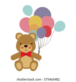 Cute Bear Cartoon Vector Illustration Balloons Stock Vector (Royalty ...