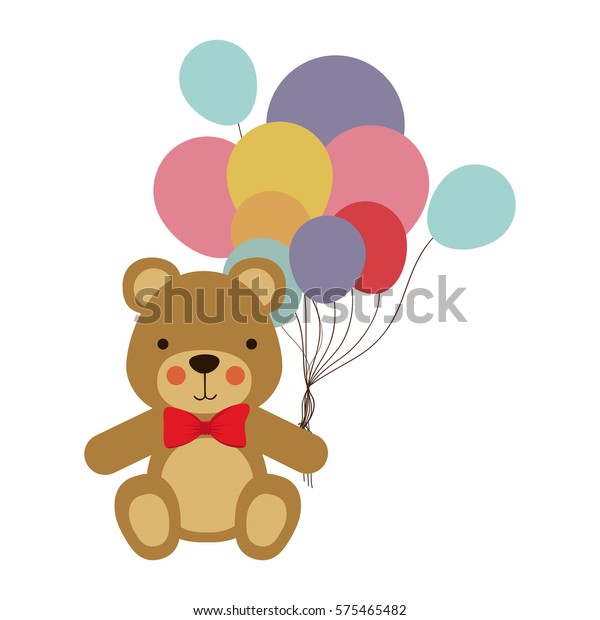 bear\
with balloons icon image design, vector\
illustration