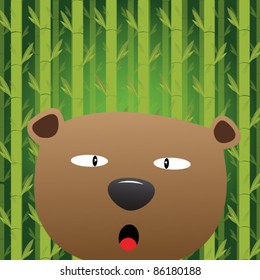 Bear with bamboo background