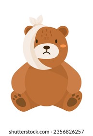 Bear With Bandaged Head Vector Illustration