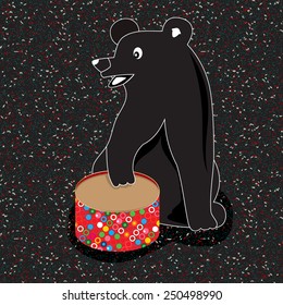 Bear bangs the drum toy
