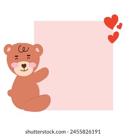 bear with banner blank on valentine day