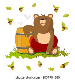 Bear with a barrel of honey