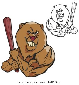 Bear Baseball Mascot for sport teams. Great for t-shirt designs, school mascot logo and any other design work. Ready for vinyl cutting.