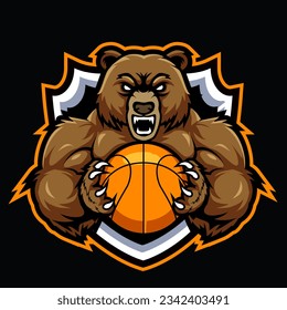 Bear basketball player mascot logo design