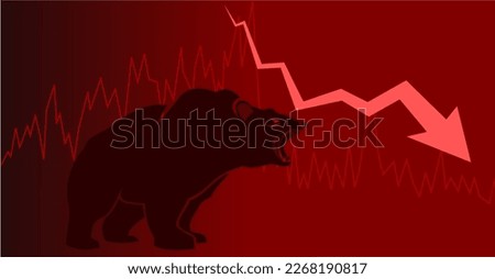 Bear or bearish market trend in crypto currency or stocks. Trade exchange background, down arrow graph for decrease in rates. Cryptocurrency price chart  blockchain technology. Global economy crash.