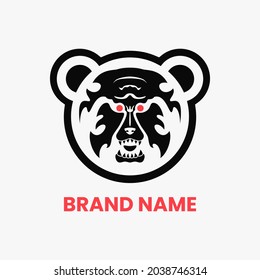 Bear Beast Logo Concept.Black and White. Suitable for Logo, Icon, Symbol, Mascot and sign