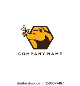 Bear Bee Animal Logo Design