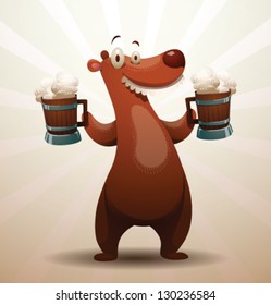 Bear with a beer 02, vector