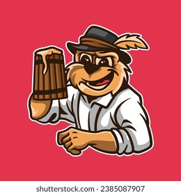 bear beer character logo design template