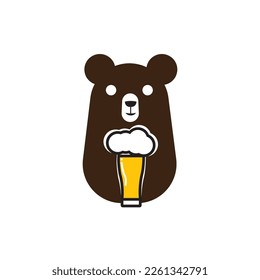 bear with beer logo vector.