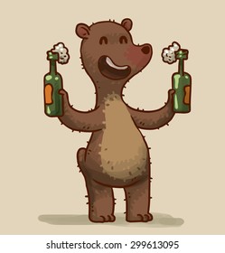 Bear with beer, vector