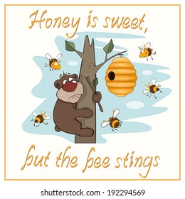 Bear and bees postcard