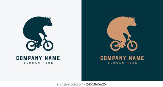 bear bicycle riding cartoon character icon logo illustration 