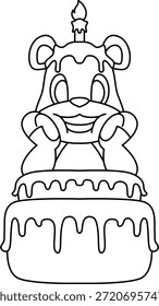 Ilustración de arte gráfico de Vector animal de pastel de cumpleaños de oso