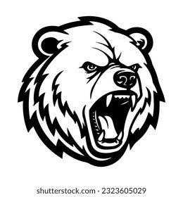 Bear black outline art. Wild animal mascot vector illustration.