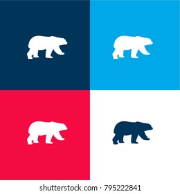 Bear black shape four color material and minimal icon logo set in red and blue