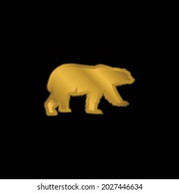 Bear Black Shape gold plated metalic icon or logo vector