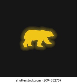 Icono de neón brillante amarillo de la forma negra del oso