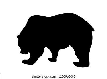 Bear black silhouette isolated on white background. Simple big polar bear pictogram, drawn logo, graphic icon, vector eps 10