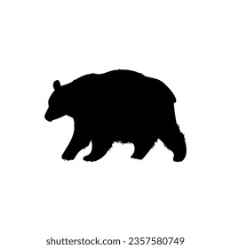 Bärenschwarze Silhouette, Vektorgrafik einzeln auf weißem Hintergrund. Kontursilhouette oder Umrissform eines Waldbären für Logo- oder Plakatdesign.