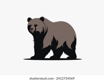 Bear black vector grizzly logo icon. Bear flat silhouette mountain animal illustration shape symbol design