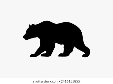 Bear black vector grizzly logo icon. Bear flat silhouette mountain animal illustration shape symbol design