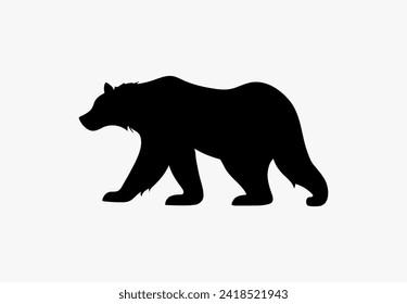 Bear black vector grizzly logo icon. Bear flat silhouette mountain animal illustration shape symbol design