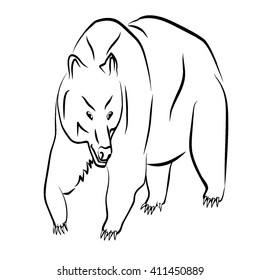 Bear black vector illustration isolated on a transparent background. Template
