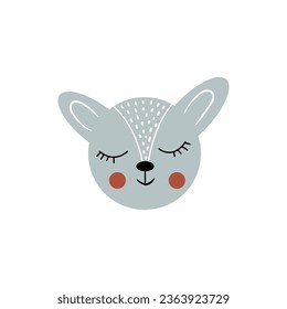 Bear black and white illustration with white floral elements. Cute cartoon character. Isolated vector illustration. Cute Woodland Animal Illustration.
