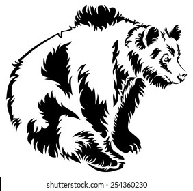 Bear black and white silhouette