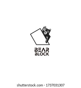 Bear block logo design. animal vector illustration.