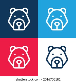 Juego de iconos mínimo de cuatro colores azul y rojo
