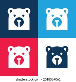 Bear blue and red four color minimal icon set