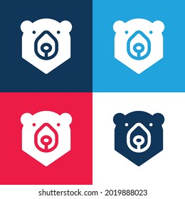 Bear blue and red four color minimal icon set