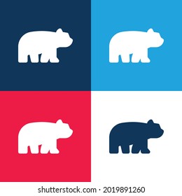 Bear blue and red four color minimal icon set