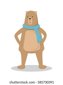 a bear with blue shawl cartoon vector