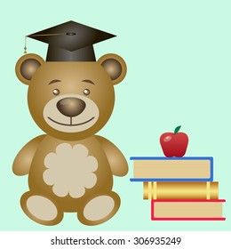 Bear with books. Vector illustration
