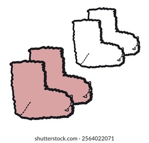 Bear booties for baby technical illustration vector mockup template.