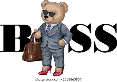 bear bossy girl stylist professional vector art