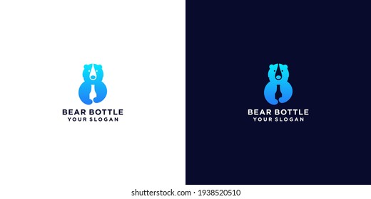 bear bottle logo design vector