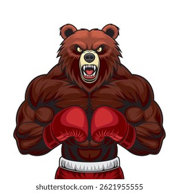 bear boxing mascot vector illustration design