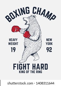 Bear boxing vector illustration, for t-shirt prints, posters and other uses.