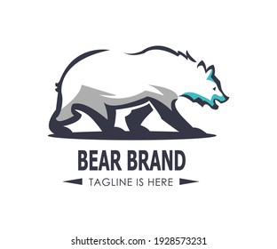 Bear brand vector logo, animal illustration on a white background