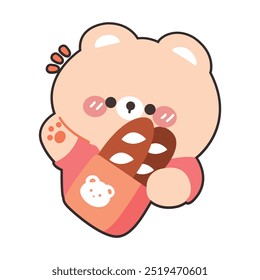 "BEAR BREAD" perfect for stickers, merchandise, mascots, clothing embroidery, and apparel designs. This pack offers high-quality, eye-catching characters, easy to use and scalable.