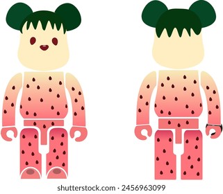 bear brick character strawberry set