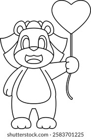Bear Bride Balloon Wedding Animal Vector Graphic Art Illustration