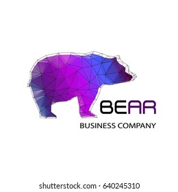 Bear. Bright, colorful Abstraction of a copper, grizzly, pandas with geometric figures of triangles on a white background. Low poly vector illustration