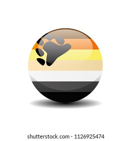 Bear Brotherhood Circle Button Flag. LGBT 3D, Vector, Illustration, Symbol.